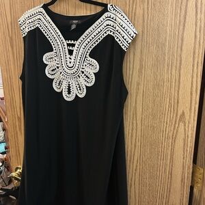 Alfani black Sleeveless Dress with White Embellishments